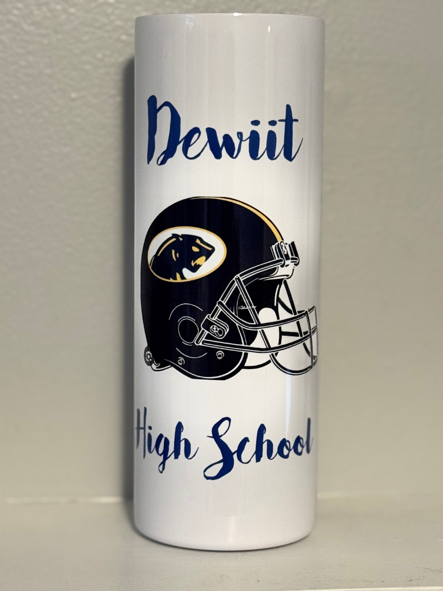 Dewitt High School Helmet Tumbler Straw Cup
