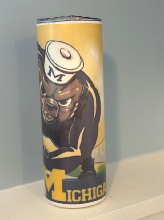 Michigan Wolverine Hat Tumbler Straw Cup