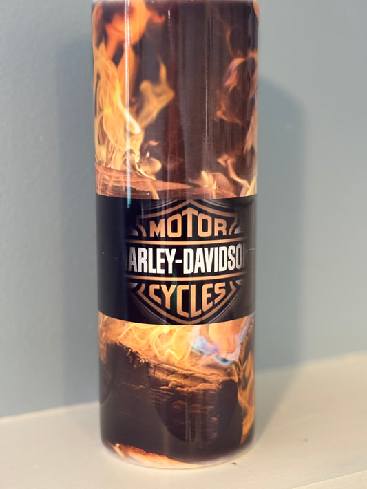Harley Davison on Fire Tumbler Straw Cup